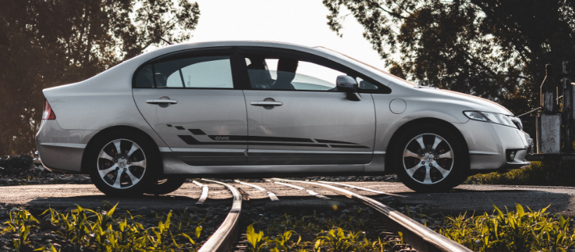car on the road stock image